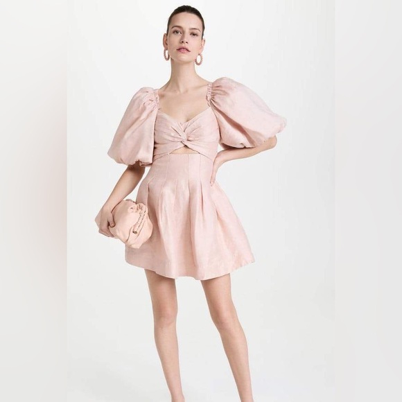 Aje Dusk Blush/Pink Knot Puff Sleeve Mini Dress. Size AU 2/US 4 NWT* - Picture 5 of 16
